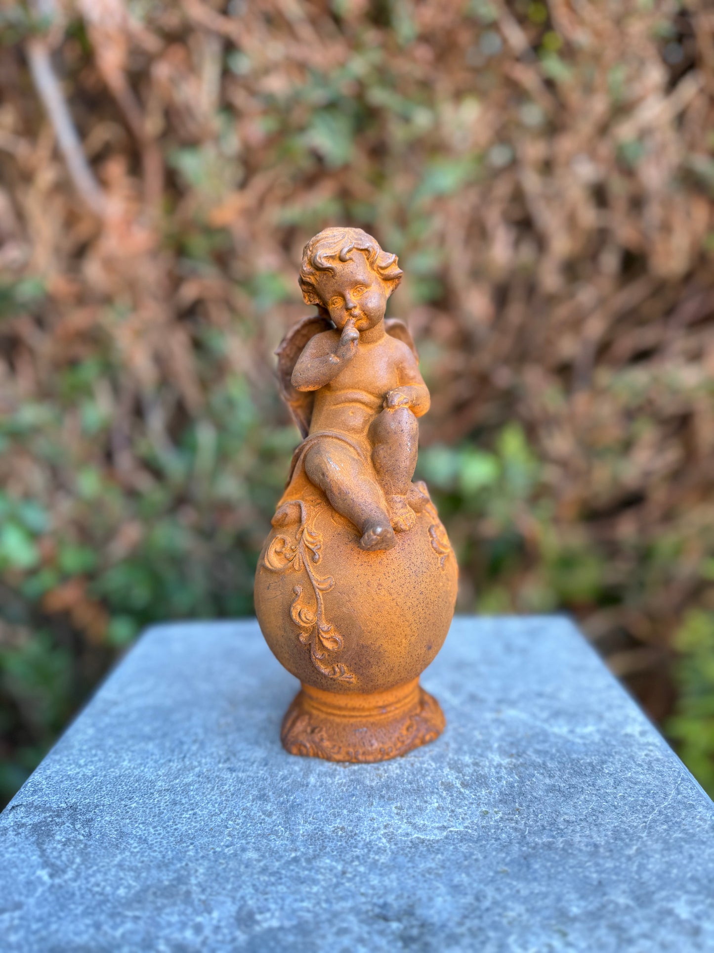 Angel on Sphere – Iron Sculpture. 10x8x9cm - 1.2Kg