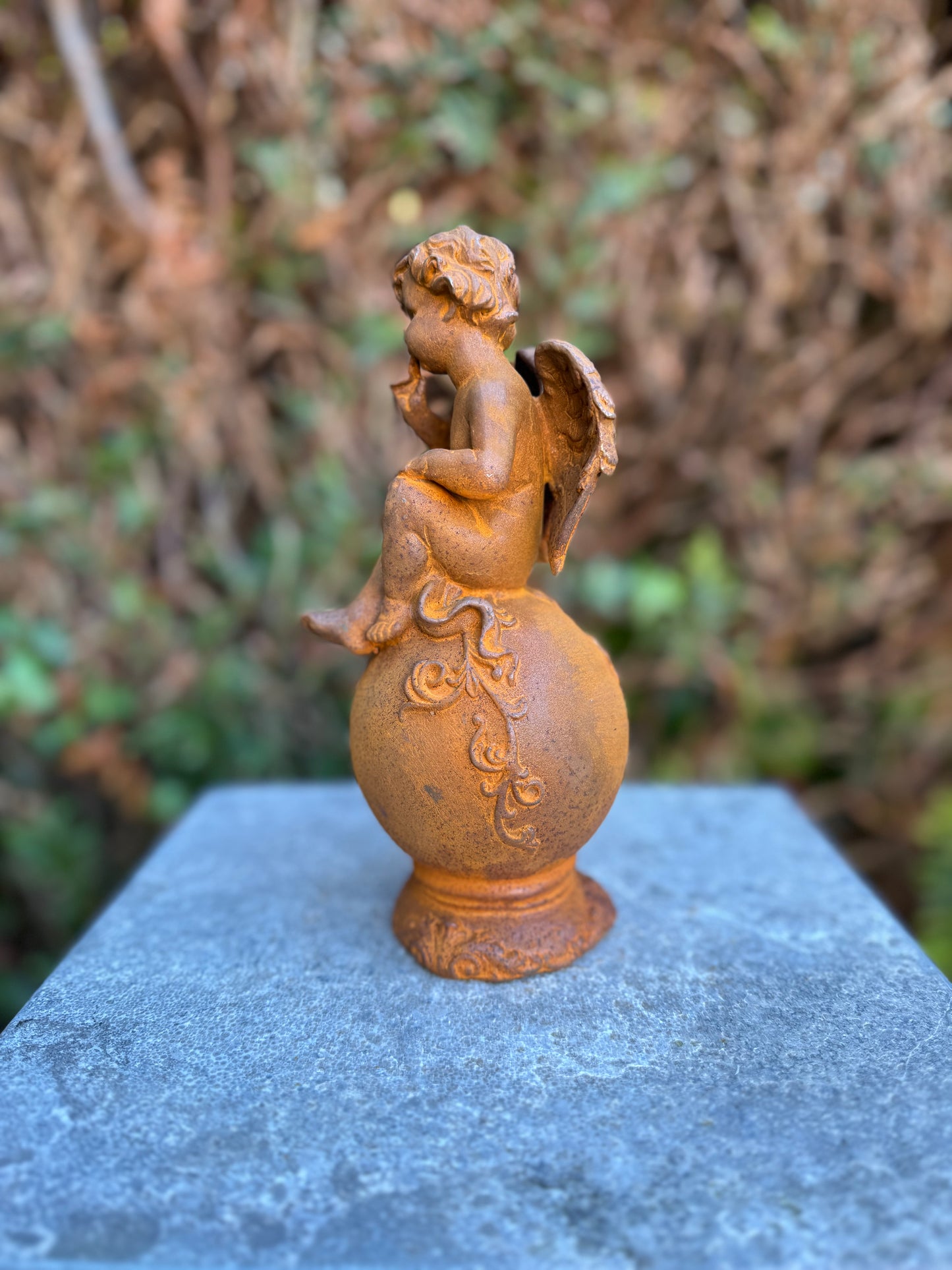 Angel on Sphere – Iron Sculpture. 10x8x9cm - 1.2Kg