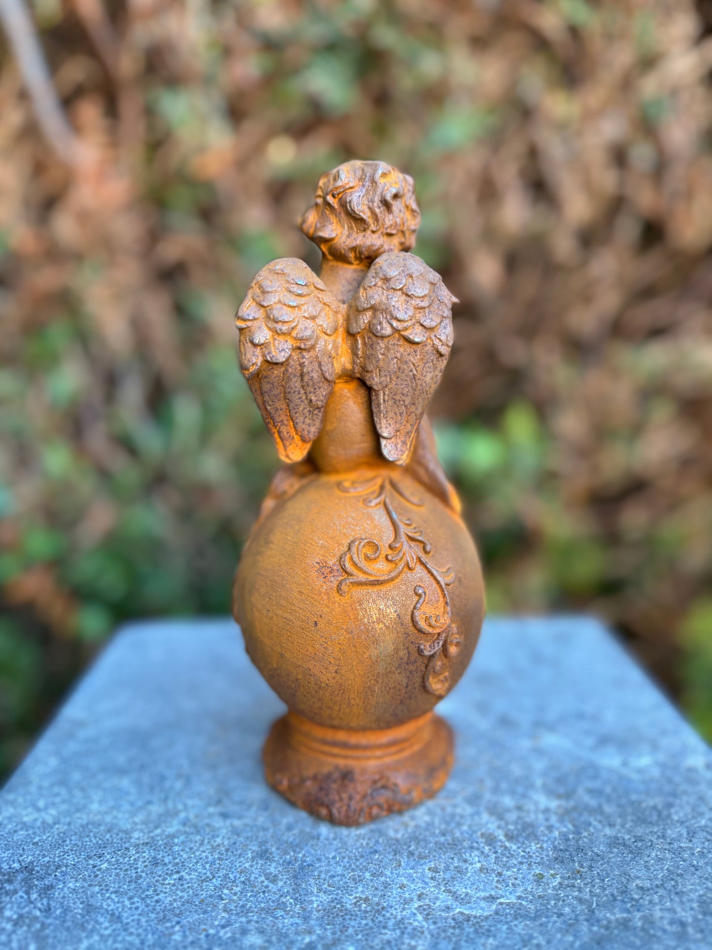 Angel on Sphere – Iron Sculpture. 10x8x9cm - 1.2Kg
