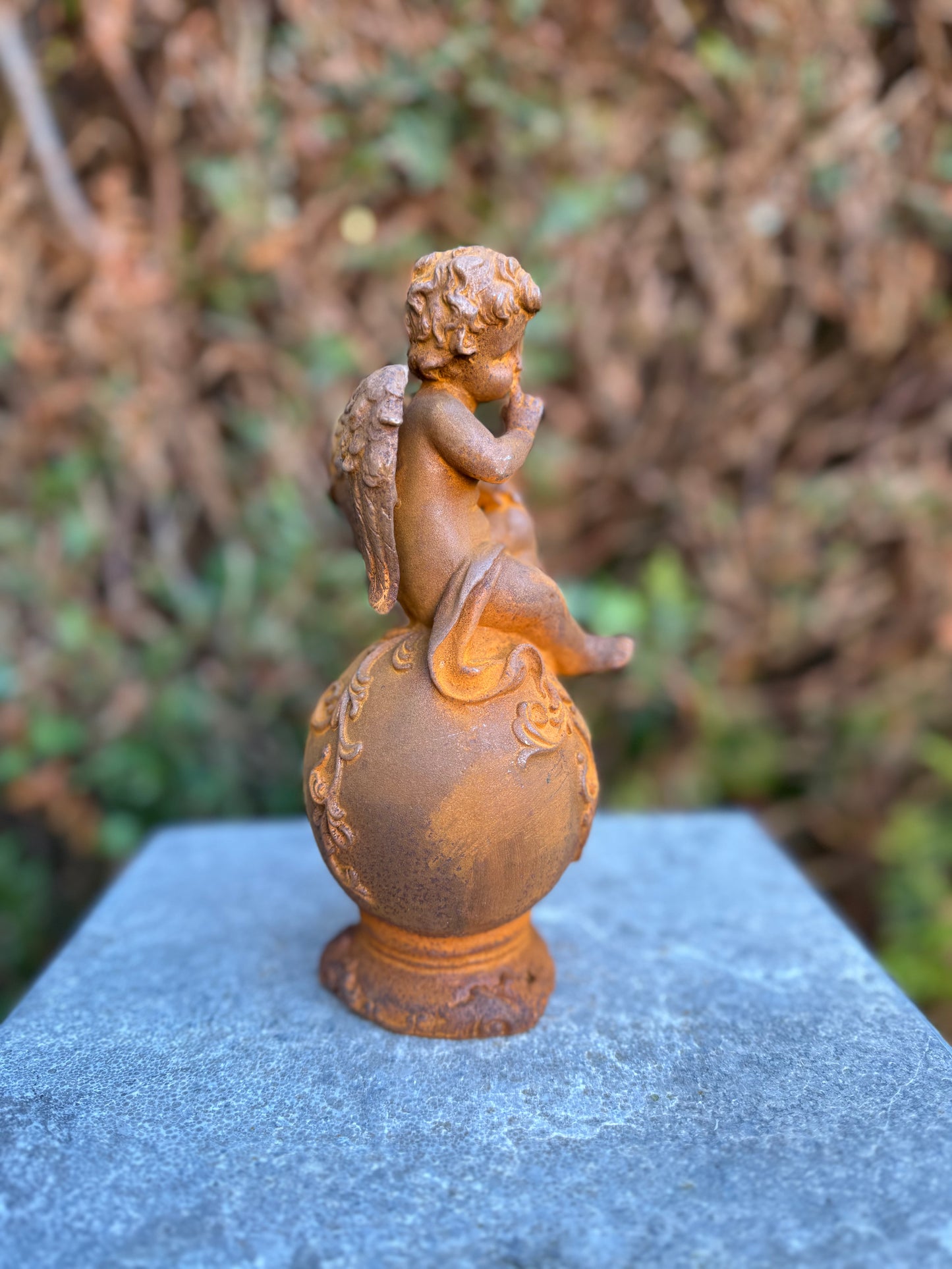 Angel on Sphere – Iron Sculpture. 10x8x9cm - 1.2Kg