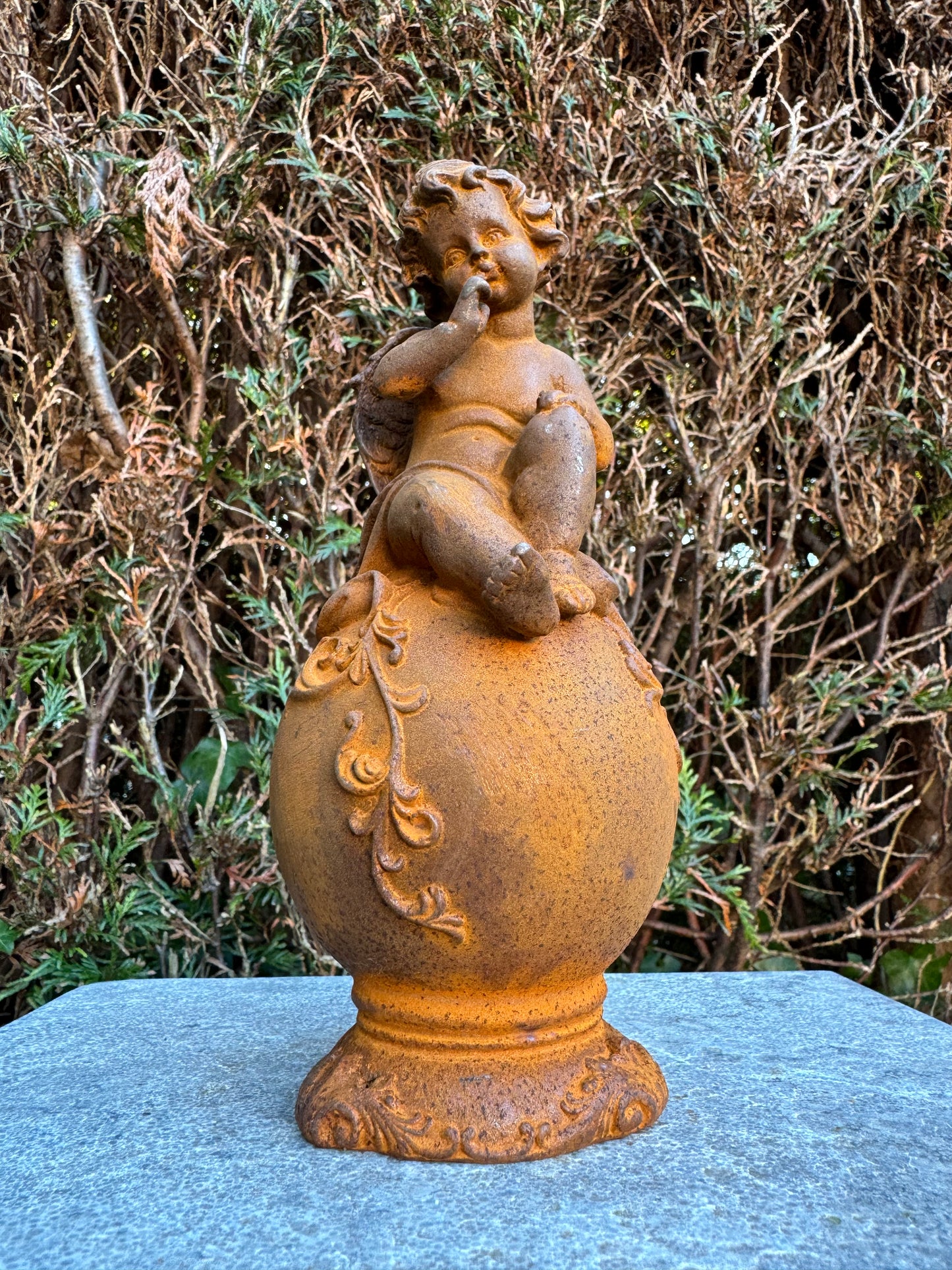 Angel on Sphere – Iron Sculpture. 10x8x9cm - 1.2Kg