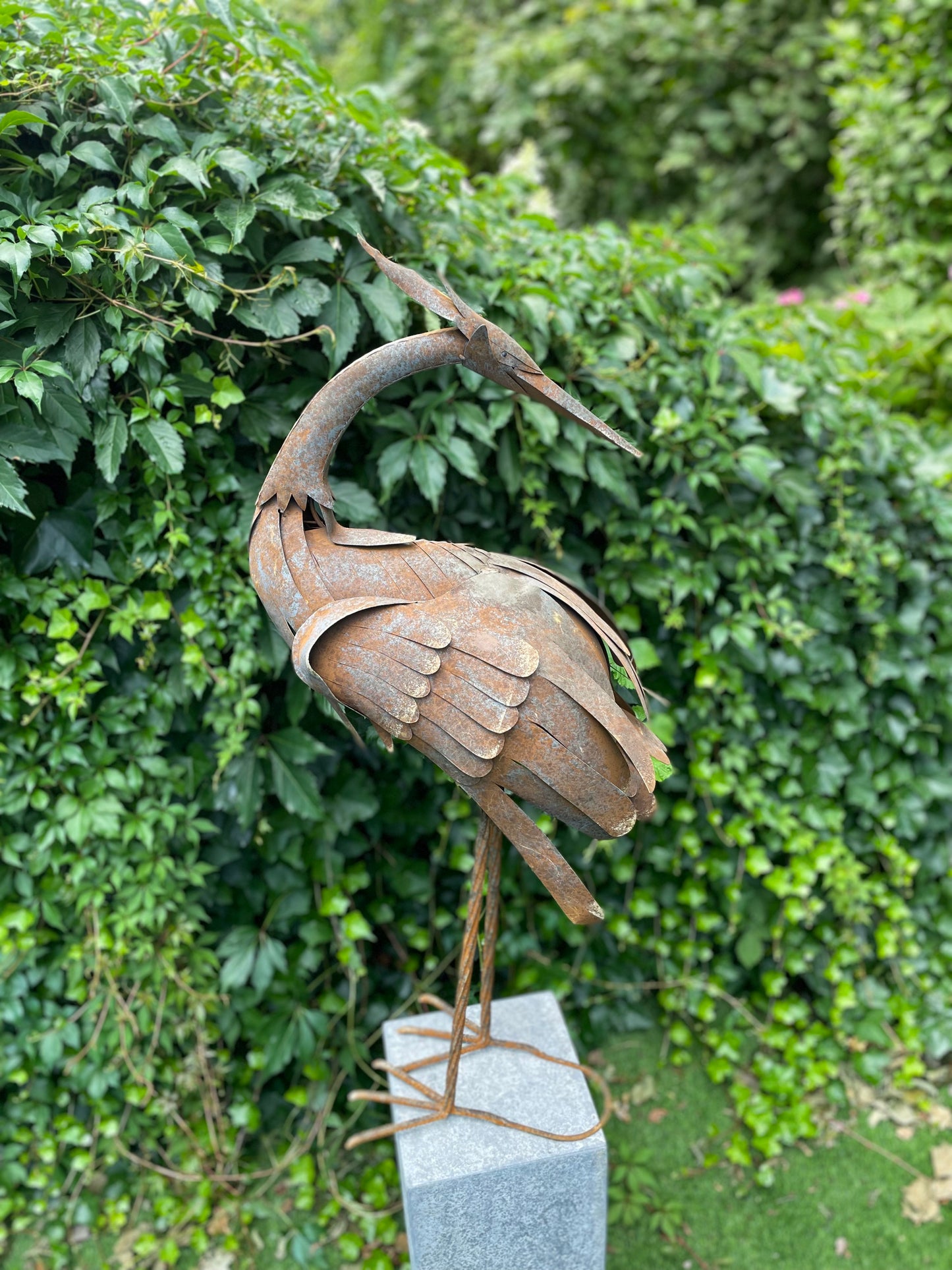 Graceful Heron – Iron Sculpture. 39x28x105cm