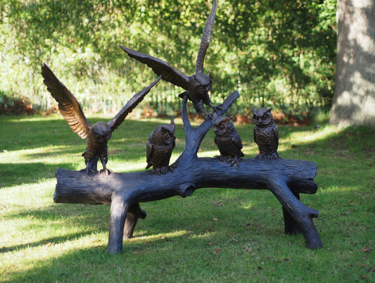 Owls on Branch – Bronze Sculpture. 150x50x140cm - 65Kg