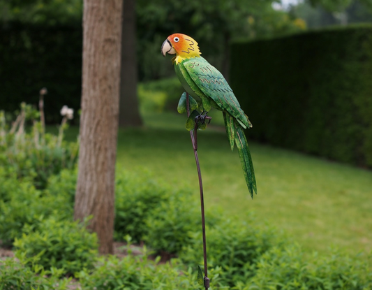 Colorful Parrot on Stand – Iron Sculpture. 20x20x138cm