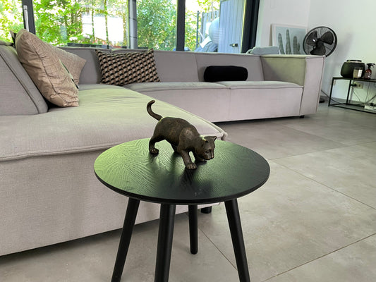 Playful Stalker Cat – Bronze Sculpture. 23x8x13cm