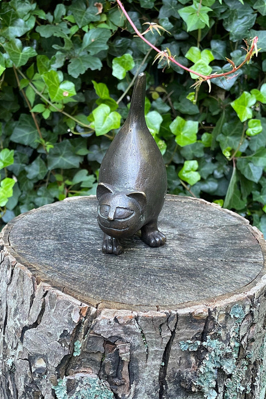Stretching Cat – Bronze Sculpture. 10x6x14cm