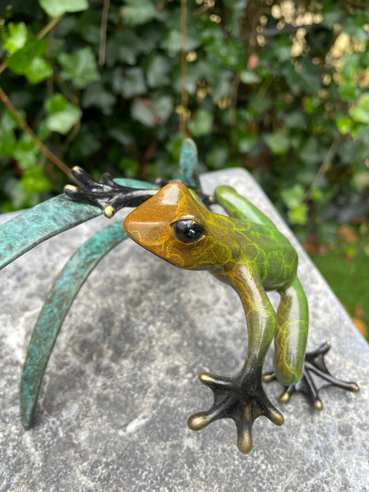 Frog and Ladybug – Bronze Sculpture. 24x12x10cm - 0.5Kg