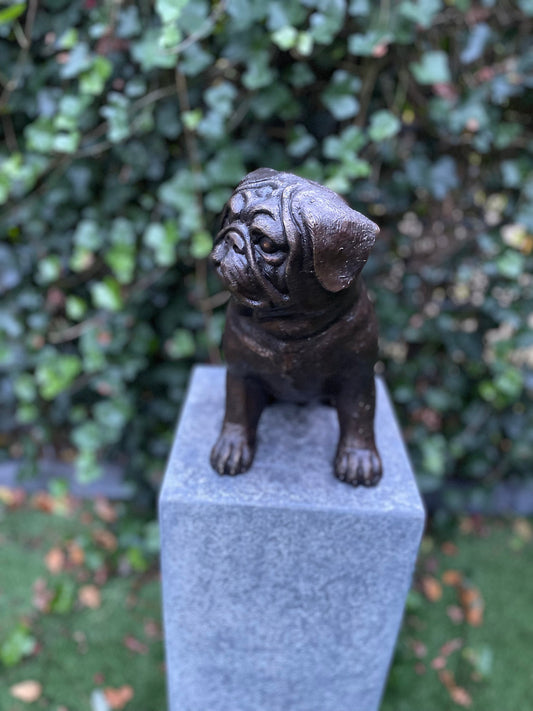 Pug Companion – Bronze Sculpture. 27x18x29cm