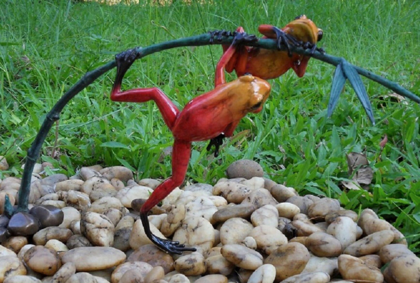 Balancing Frogs – Bronze Sculpture. 34x9x21cm