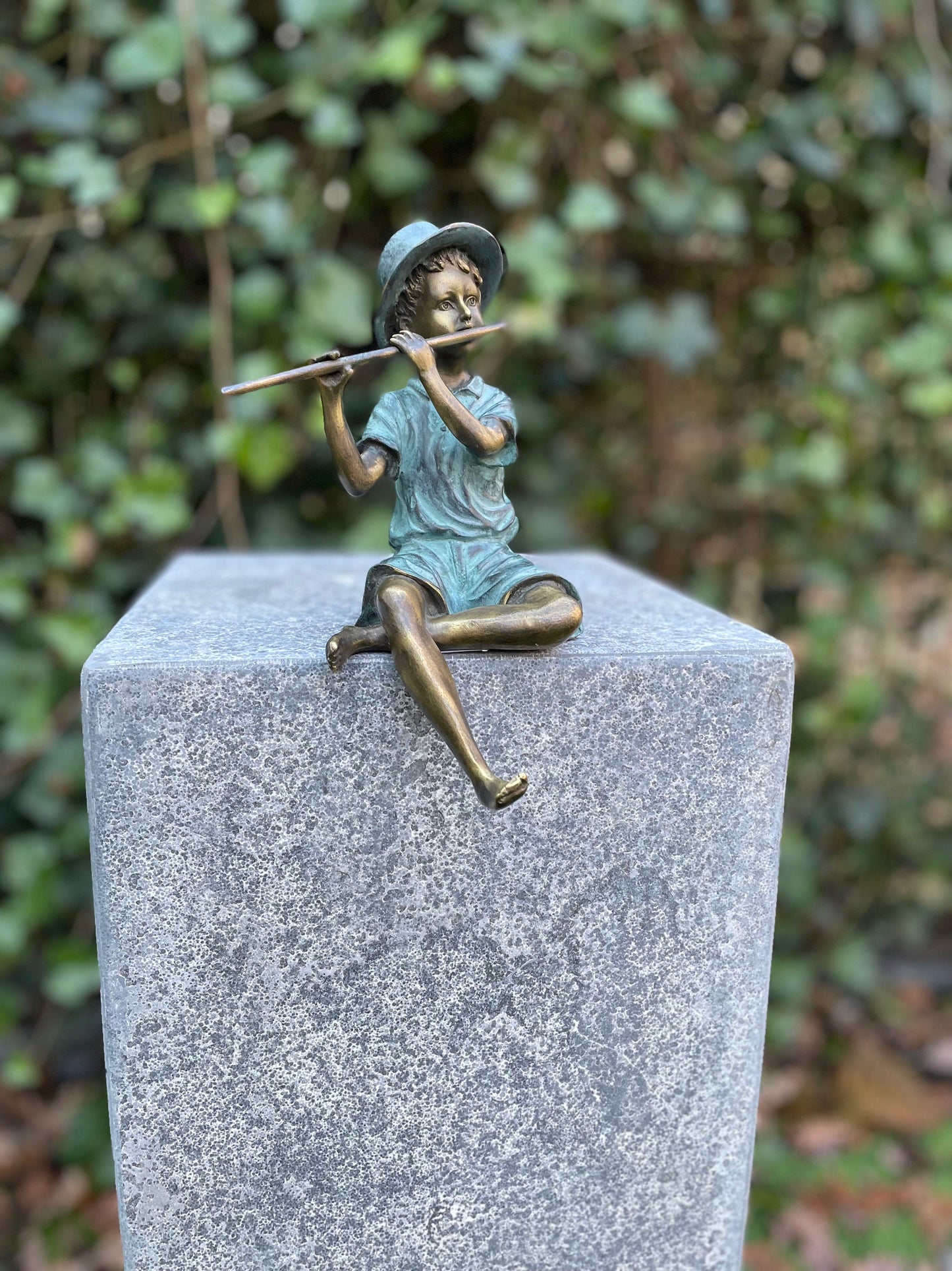 Boy with Flute – Bronze Sculpture. 12x10x20cm - 1.2Kg
