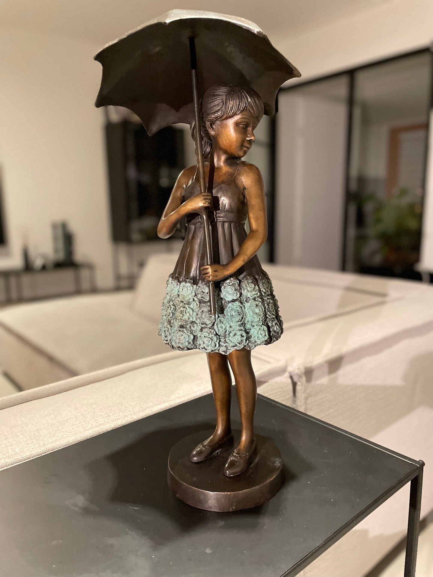 Rainy Day Stroll – Bronze Sculpture. 18x20x45cm - 3.2Kg