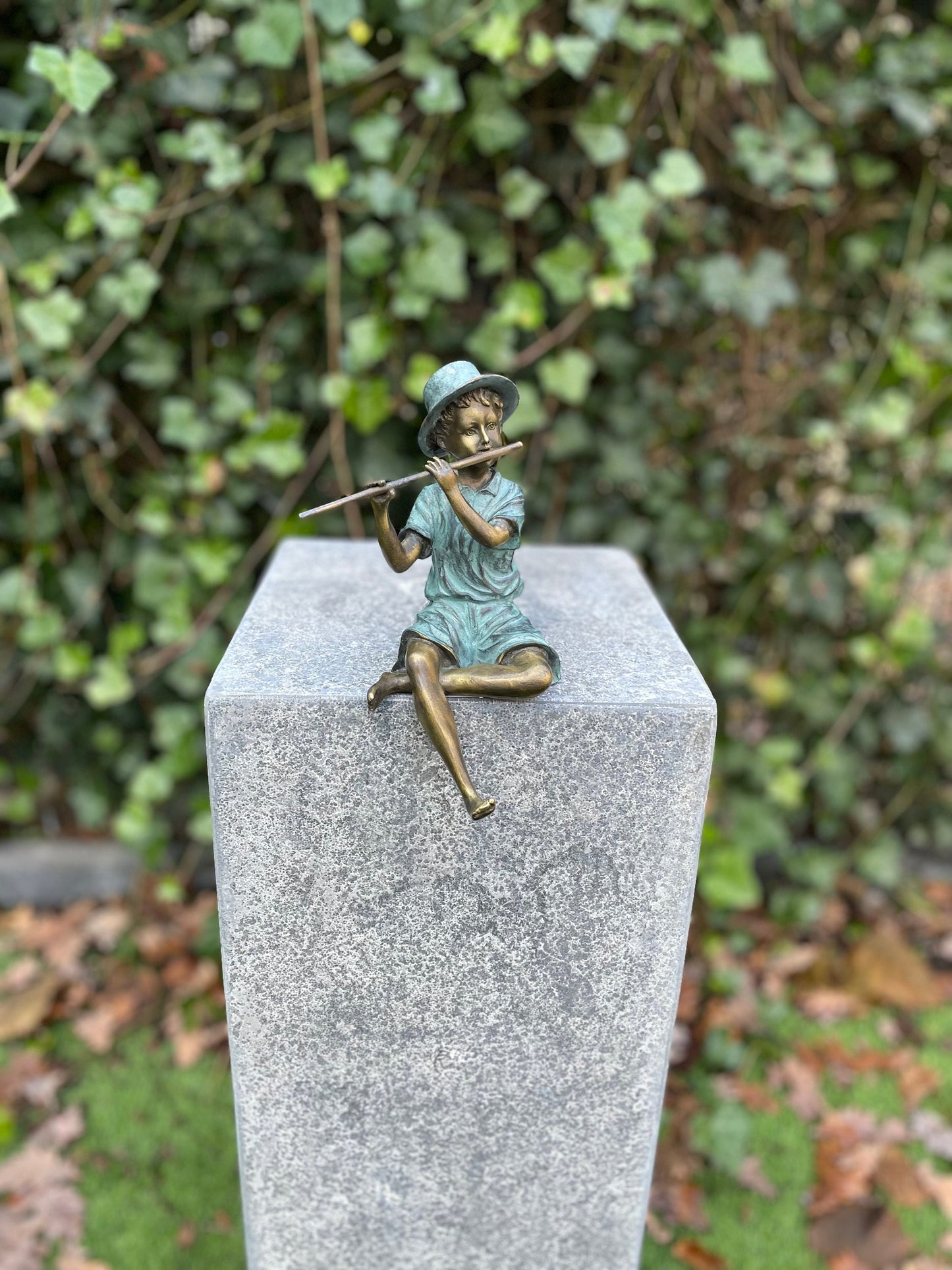 Boy with Flute – Bronze Sculpture. 12x10x20cm - 1.2Kg