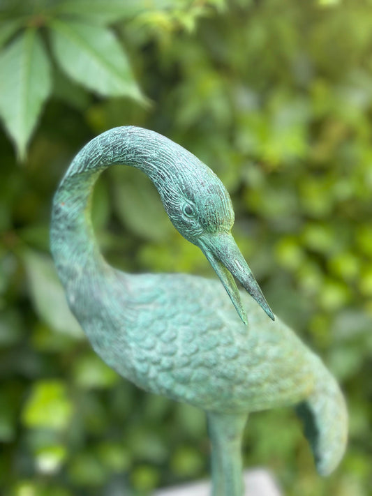 Graceful Crane – Bronze Sculpture. 23x13x47cm - 2.5Kg
