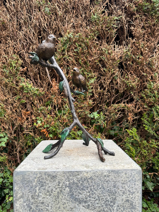 Two Birds on Branch – Bronze Sculpture. 19x13x32cm - 1.2Kg