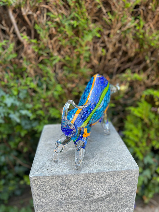 Blue Energy Bull – Glass Sculpture. 20x10x31cm - 3.54Kg