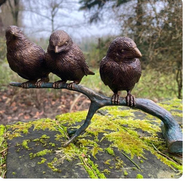 Three Little Birds – Bronze Sculpture. 20x9x12cm
