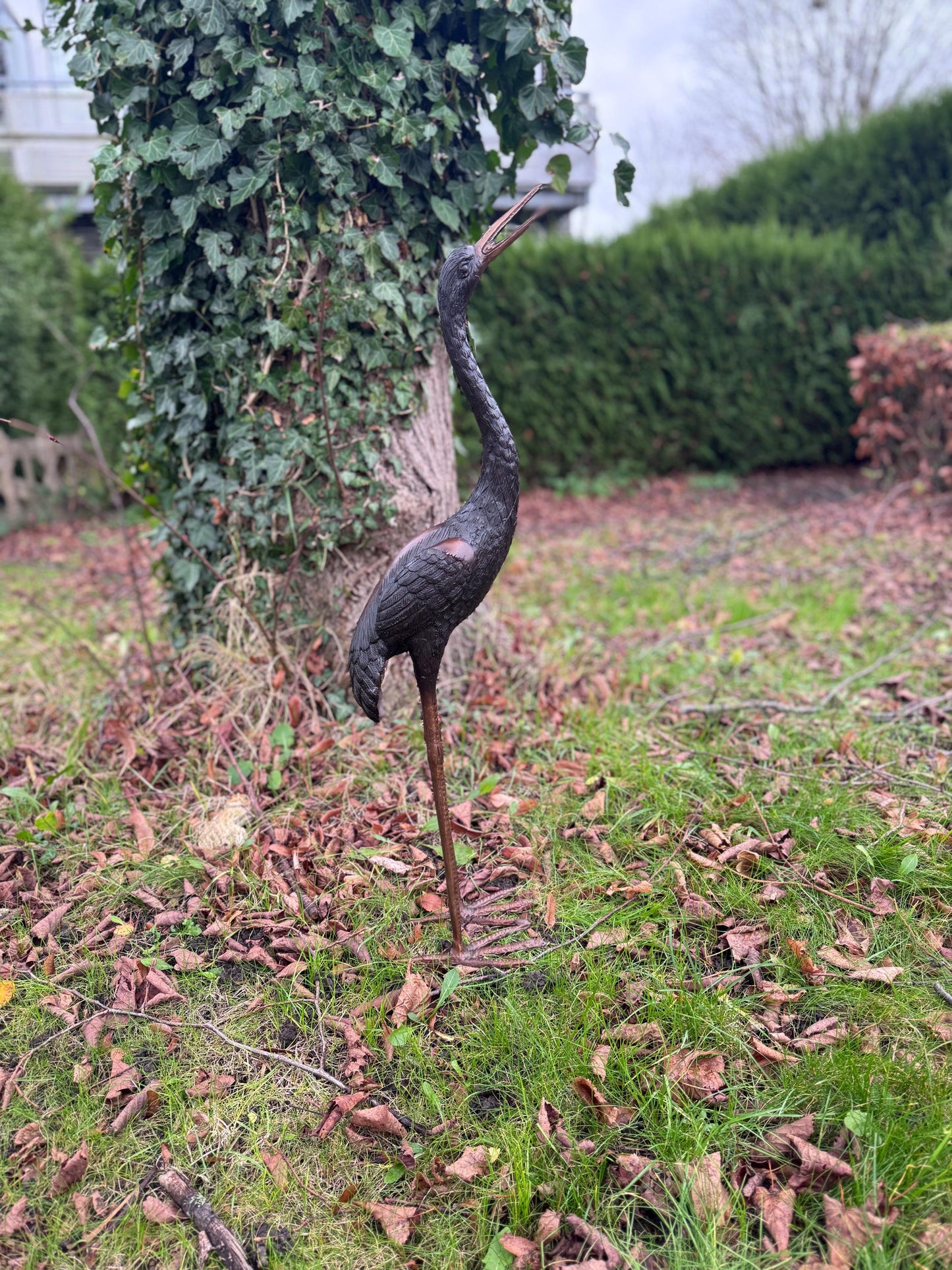 Garden Crane – Bronze Sculpture. 20x14x61cm - 2Kg