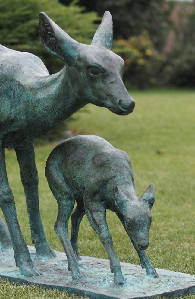 Mother and Fawn – Bronze Sculpture. 115x35x80cm - 10Kg