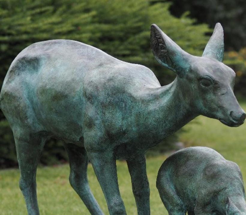Mother and Fawn – Bronze Sculpture. 115x35x80cm - 10Kg