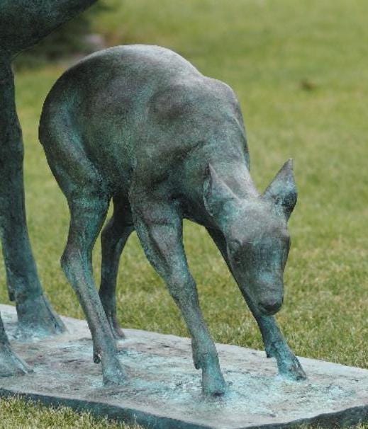 Mother and Fawn – Bronze Sculpture. 115x35x80cm - 10Kg