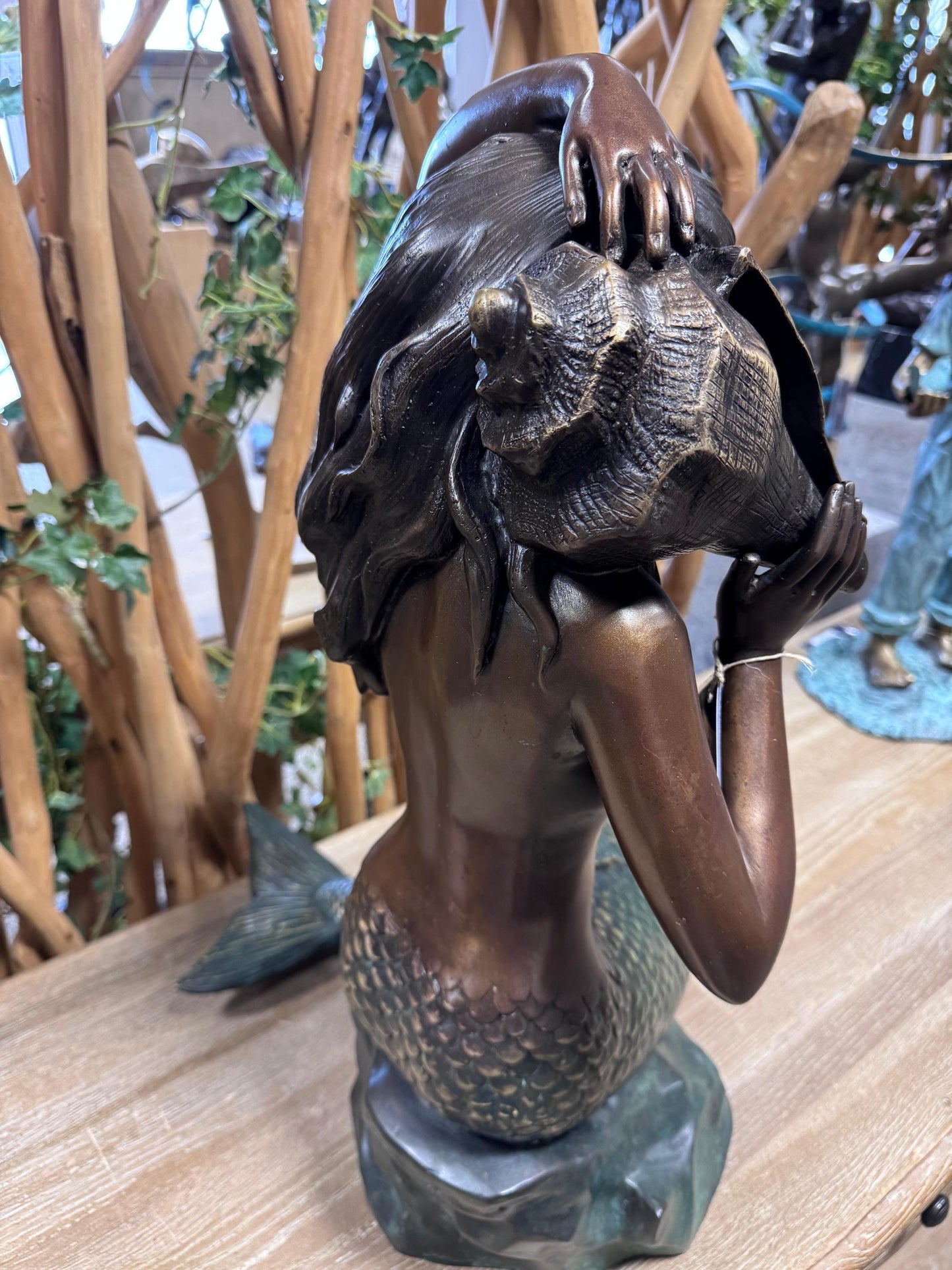 Mermaid with Shell – Bronze Sculpture. 65x60x83cm