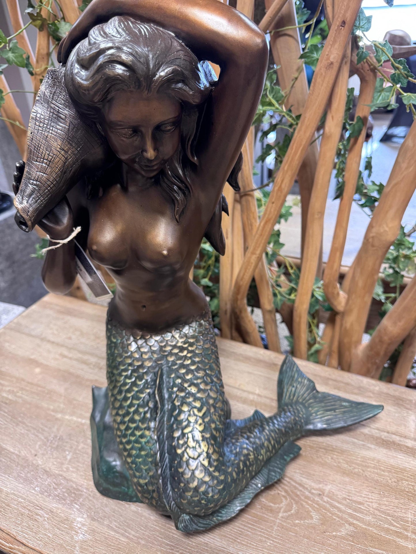 Mermaid with Shell – Bronze Sculpture. 65x60x83cm