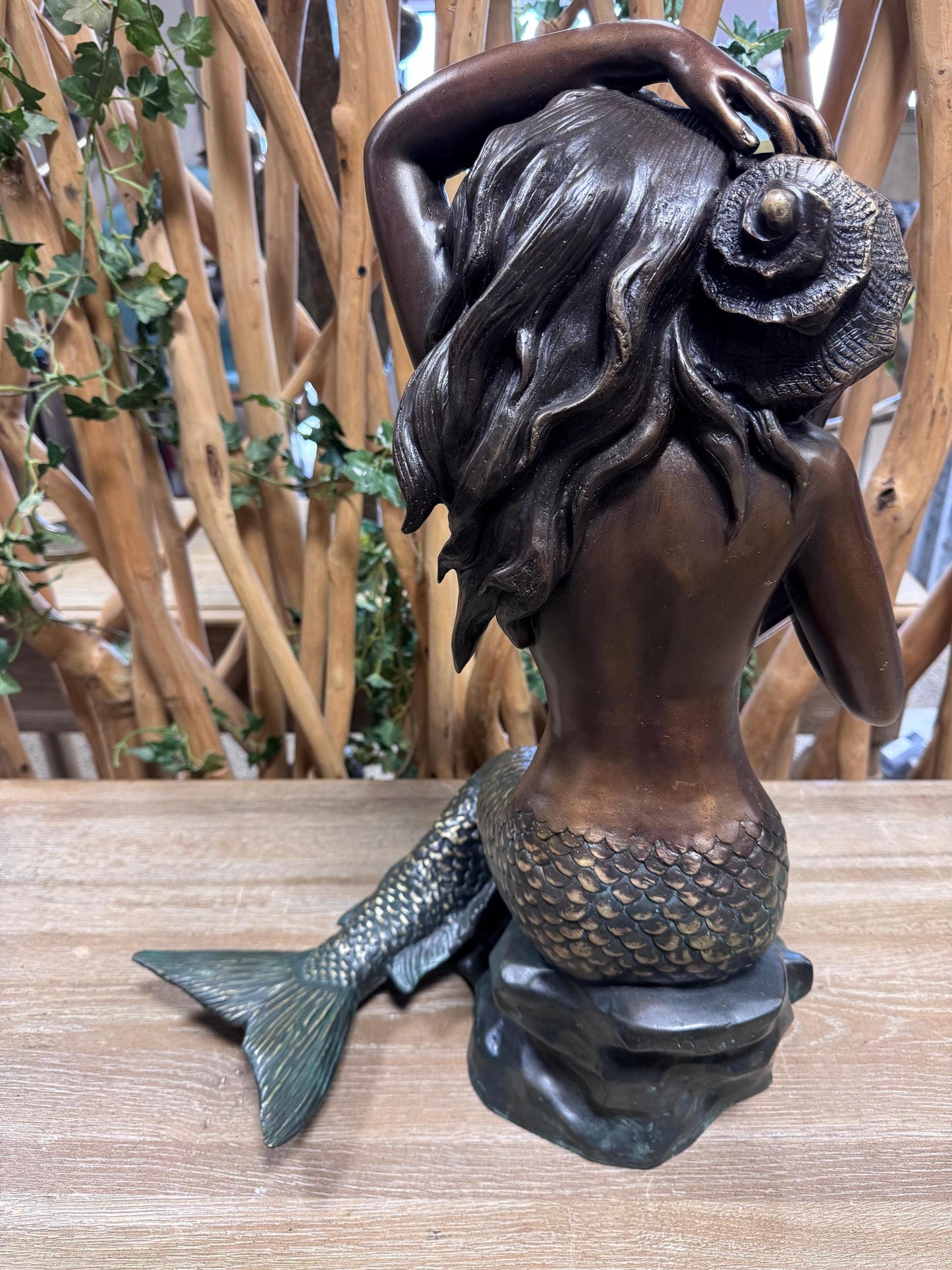 Mermaid with Shell – Bronze Sculpture. 65x60x83cm