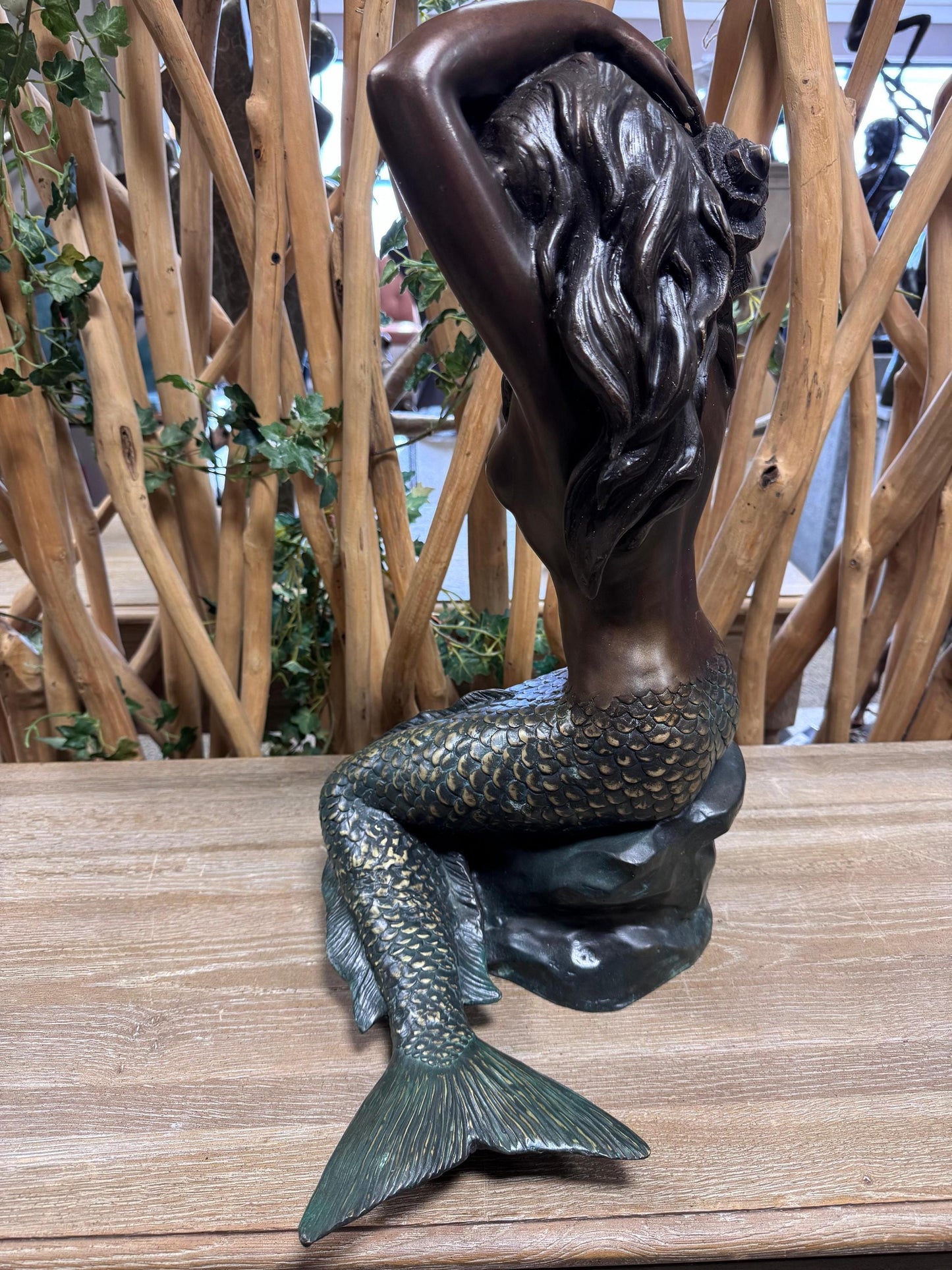 Mermaid with Shell – Bronze Sculpture. 65x60x83cm