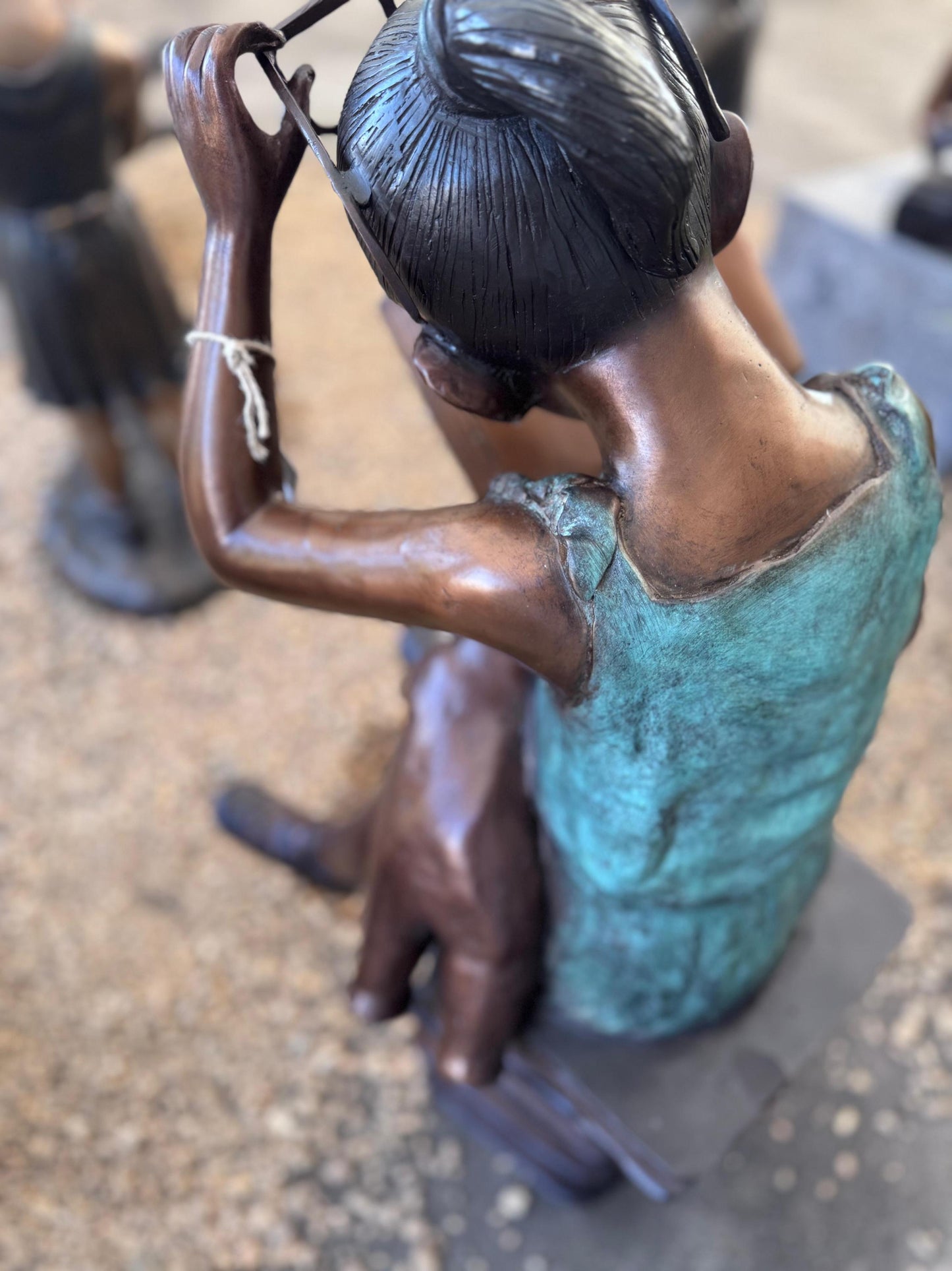 Reading Girl with Glasses – Bronze Sculpture. 54x51x94cm