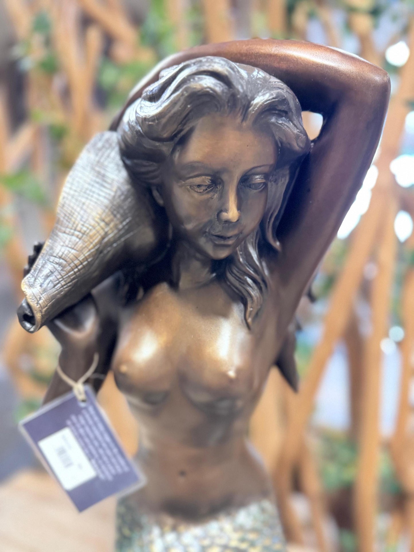 Mermaid with Shell – Bronze Sculpture. 65x60x83cm