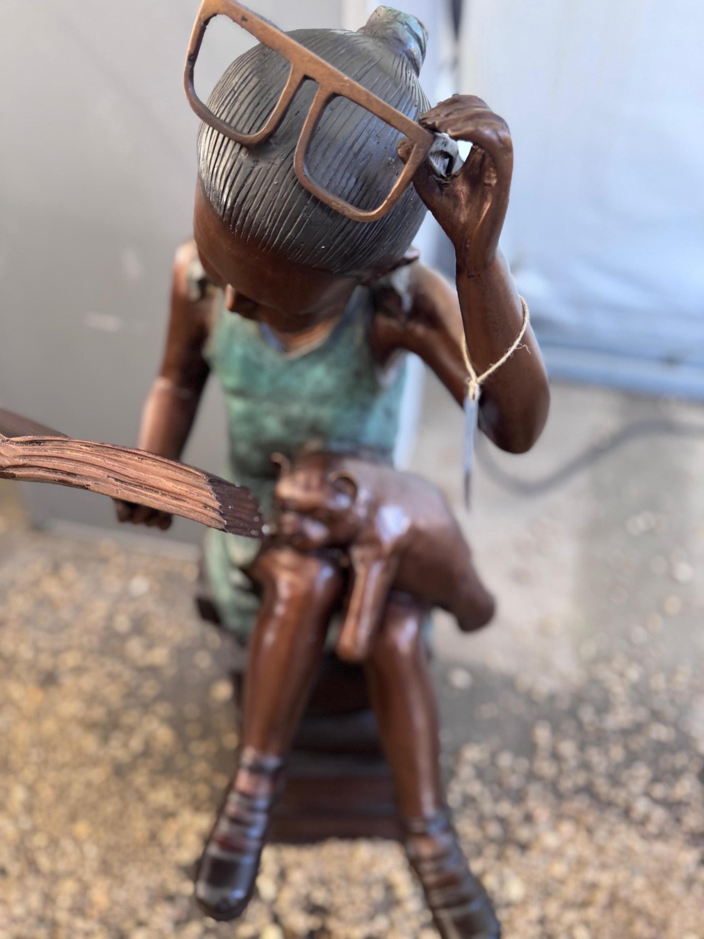 Reading Girl with Glasses – Bronze Sculpture. 54x51x94cm
