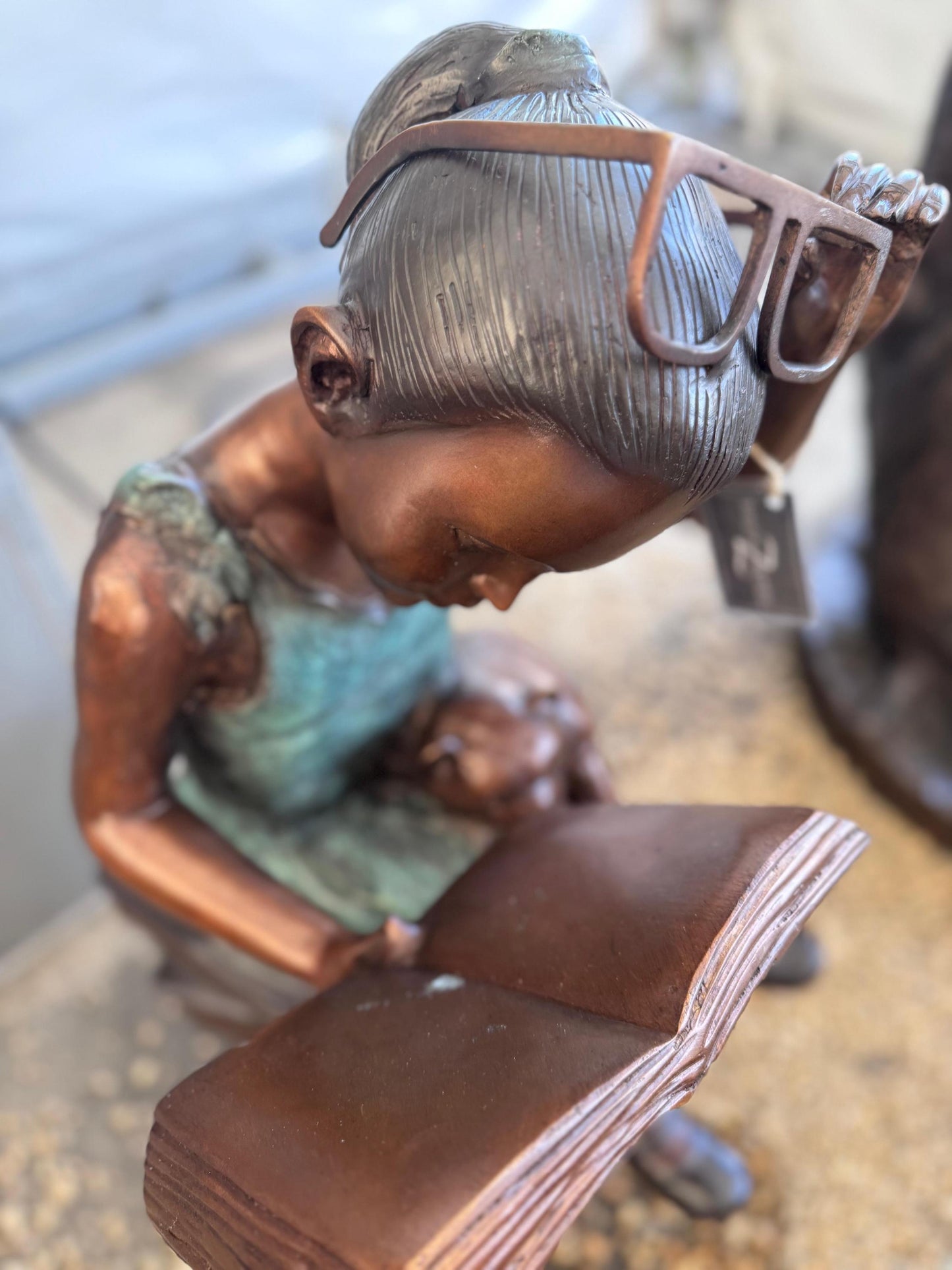 Reading Girl with Glasses – Bronze Sculpture. 54x51x94cm