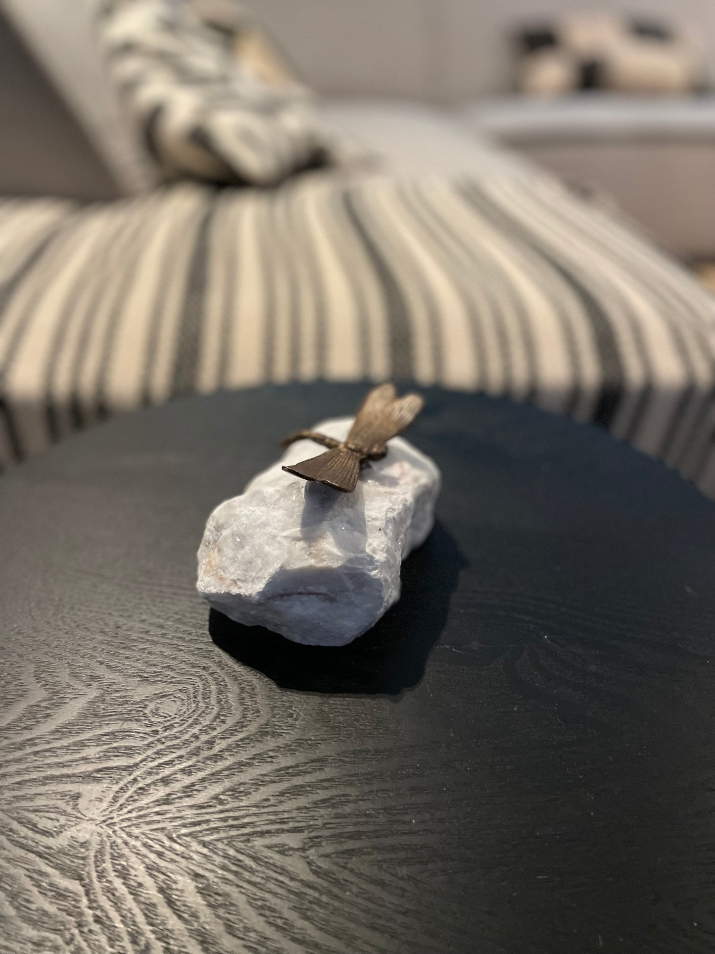 Dragonfly on Stone – Bronze Sculpture. 8x7x3cm