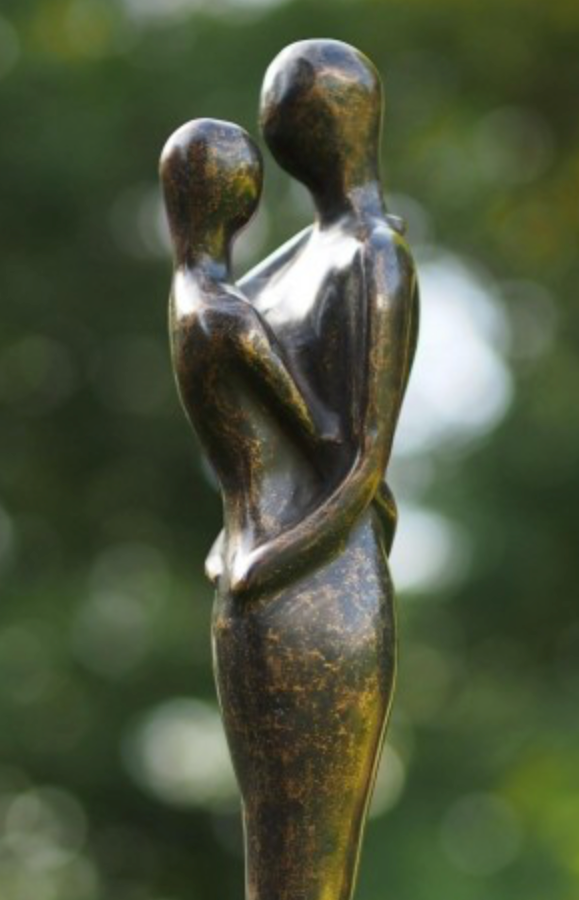 Tender Moment – Bronze Sculpture. 11x11x36cm
