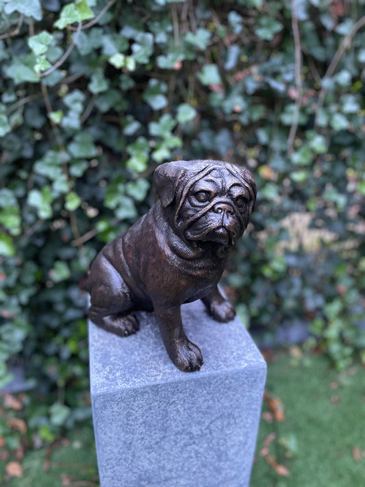Pug Companion – Bronze Sculpture. 27x18x29cm