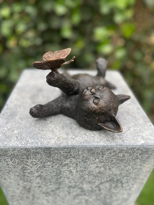Playful Kitten – Bronze Sculpture. 11x16x22cm - 1.2Kg