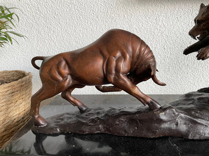 Bull and Bear Clash – Bronze Sculpture. 44x18x25cm - 8.2Kg