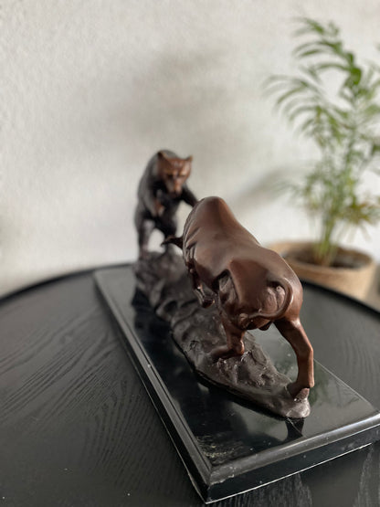 Bull and Bear Clash – Bronze Sculpture. 44x18x25cm - 8.2Kg