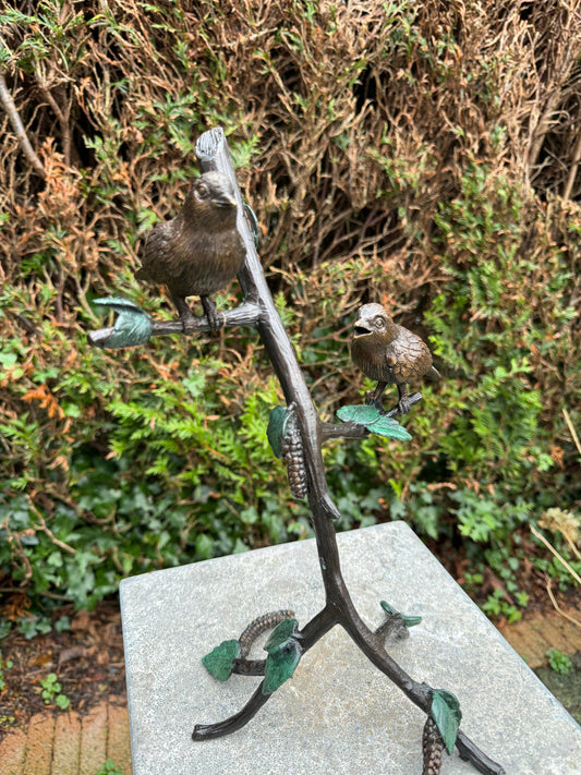 Two Birds on Branch – Bronze Sculpture. 19x13x32cm - 1.2Kg
