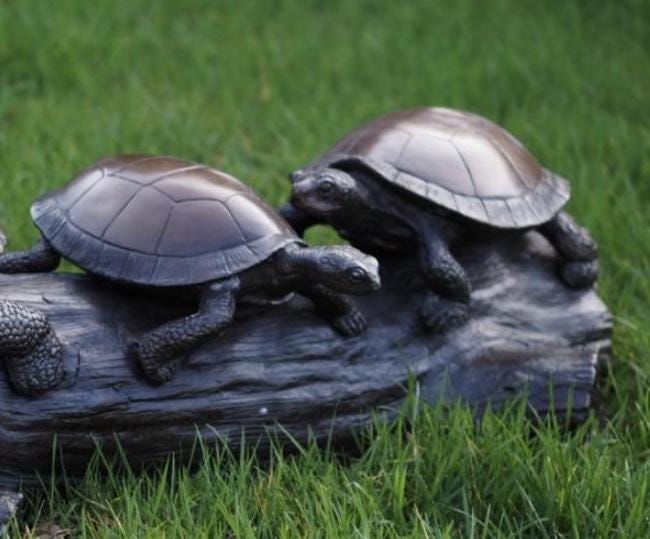 Turtle Family on Log – Bronze Sculpture. 90x30x29cm - 24Kg