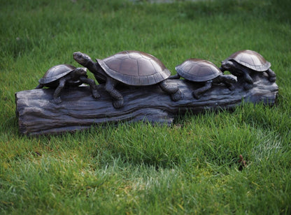 Turtle Family on Log – Bronze Sculpture. 90x30x29cm - 24Kg